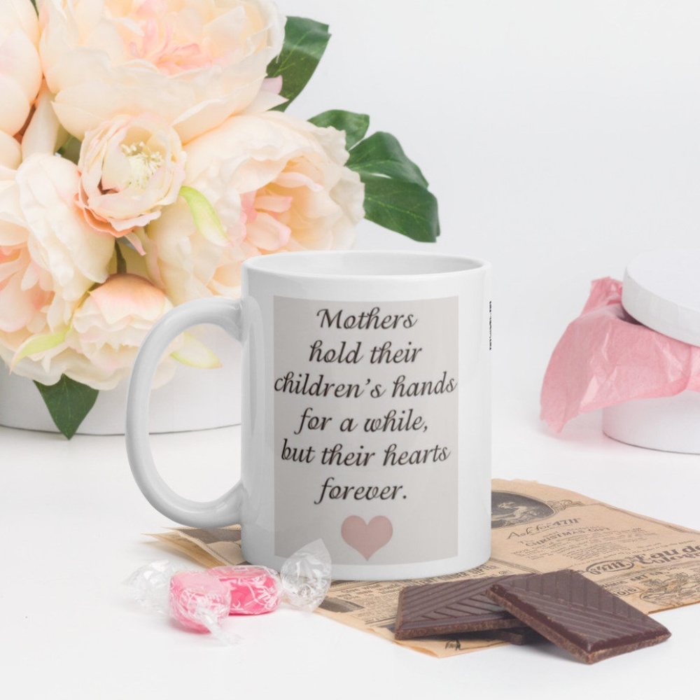 Mothers Hold Their Children's Hands White Glossy Coffee Mug